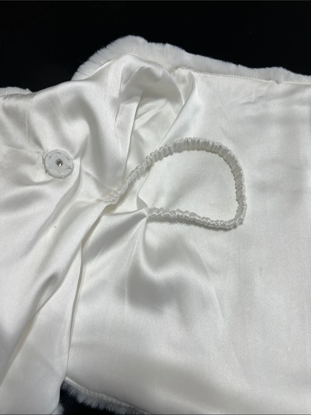 MSK White Faux Fur Bridal Wrap with Silver-Tone Brooch